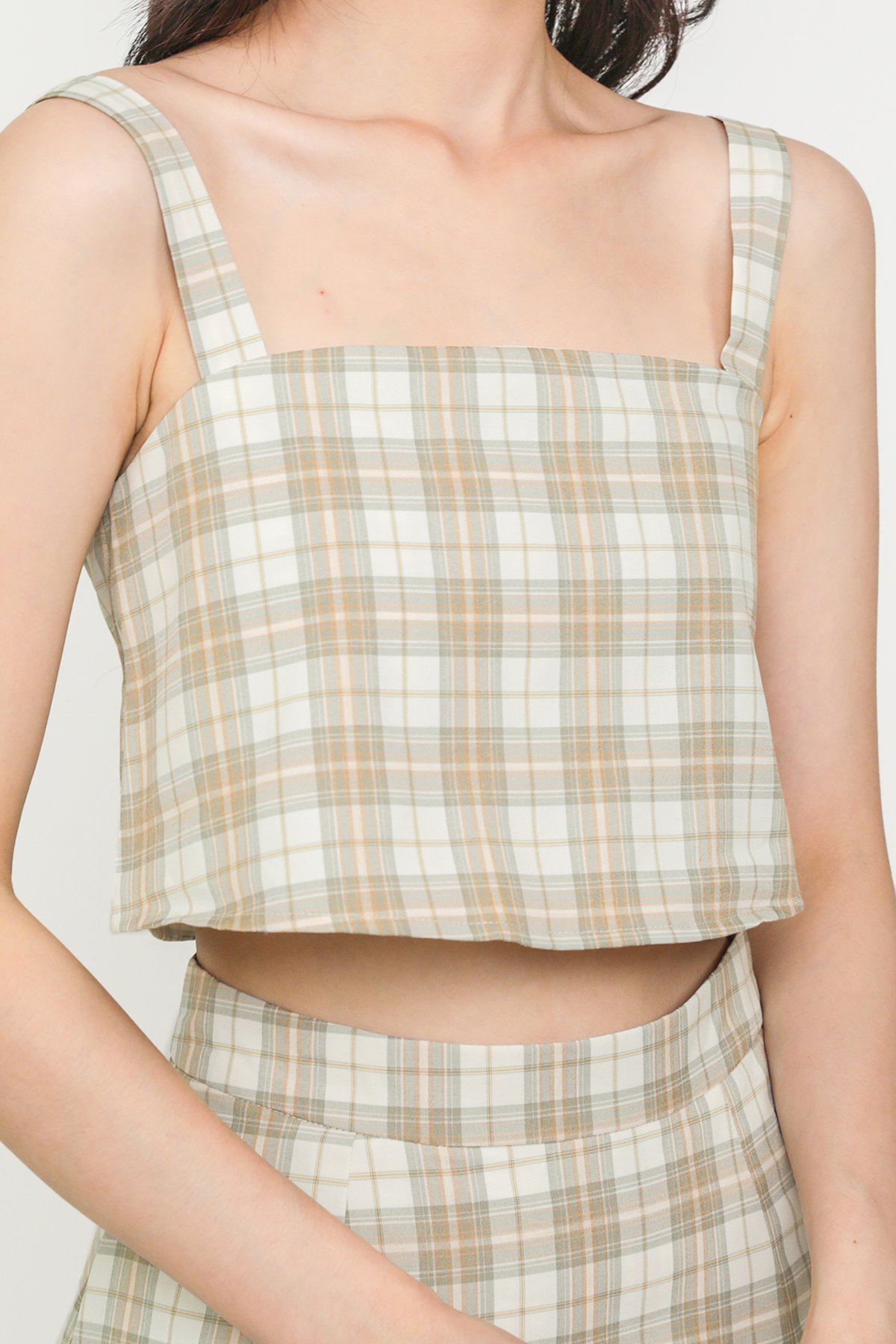 Andy Checkered Crop Top (Grey Plaids)