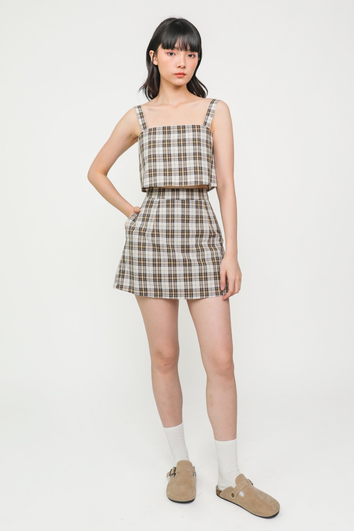 Andy Checkered Crop Top (Navy Plaids)