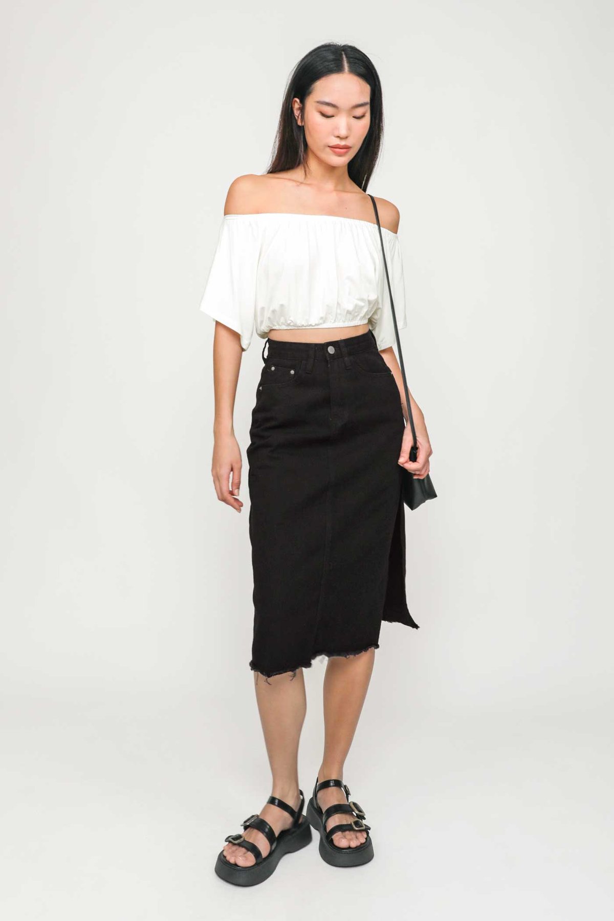 Carys Off Shoulder Jersey Top (Off White)