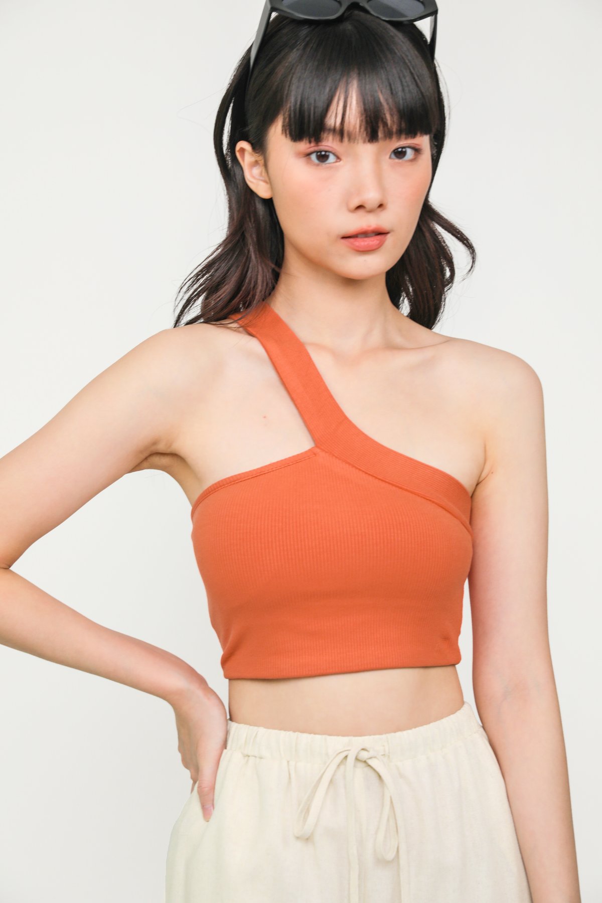 Miriam Asymmetrical Padded Top (Orange)