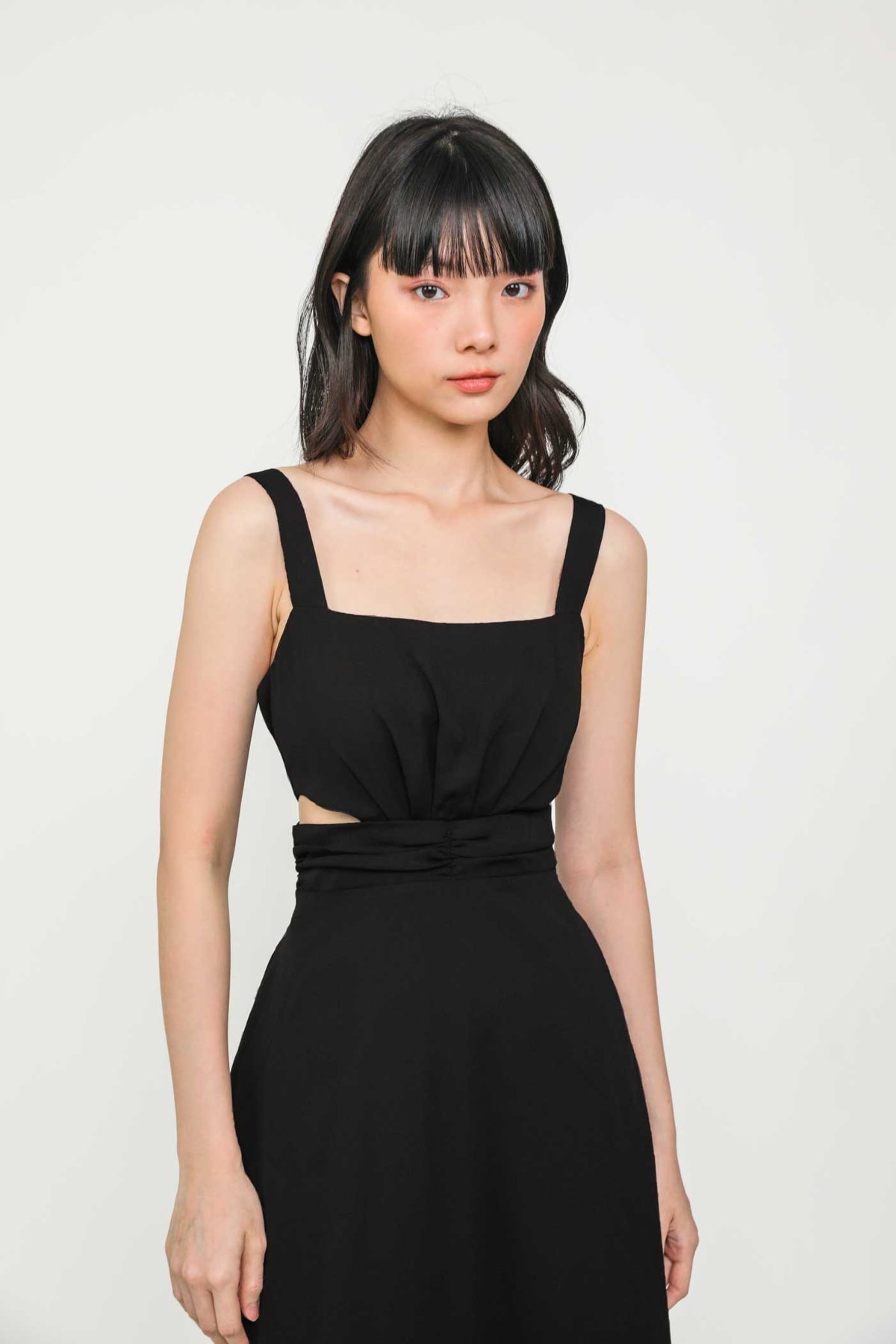 Noran Padded Cut Out Midi Dress (Black)