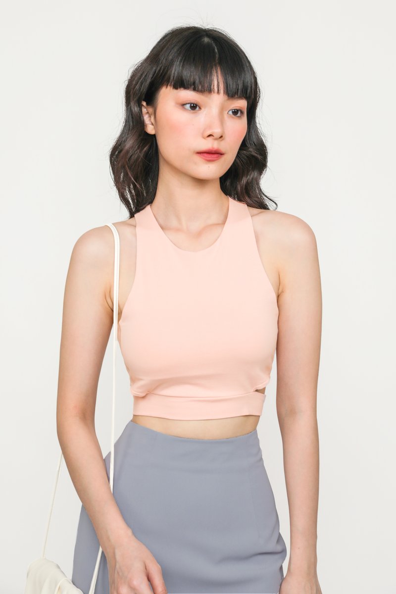 Marina Cut Out Padded Top (Bubblegum) | The Tinsel Rack