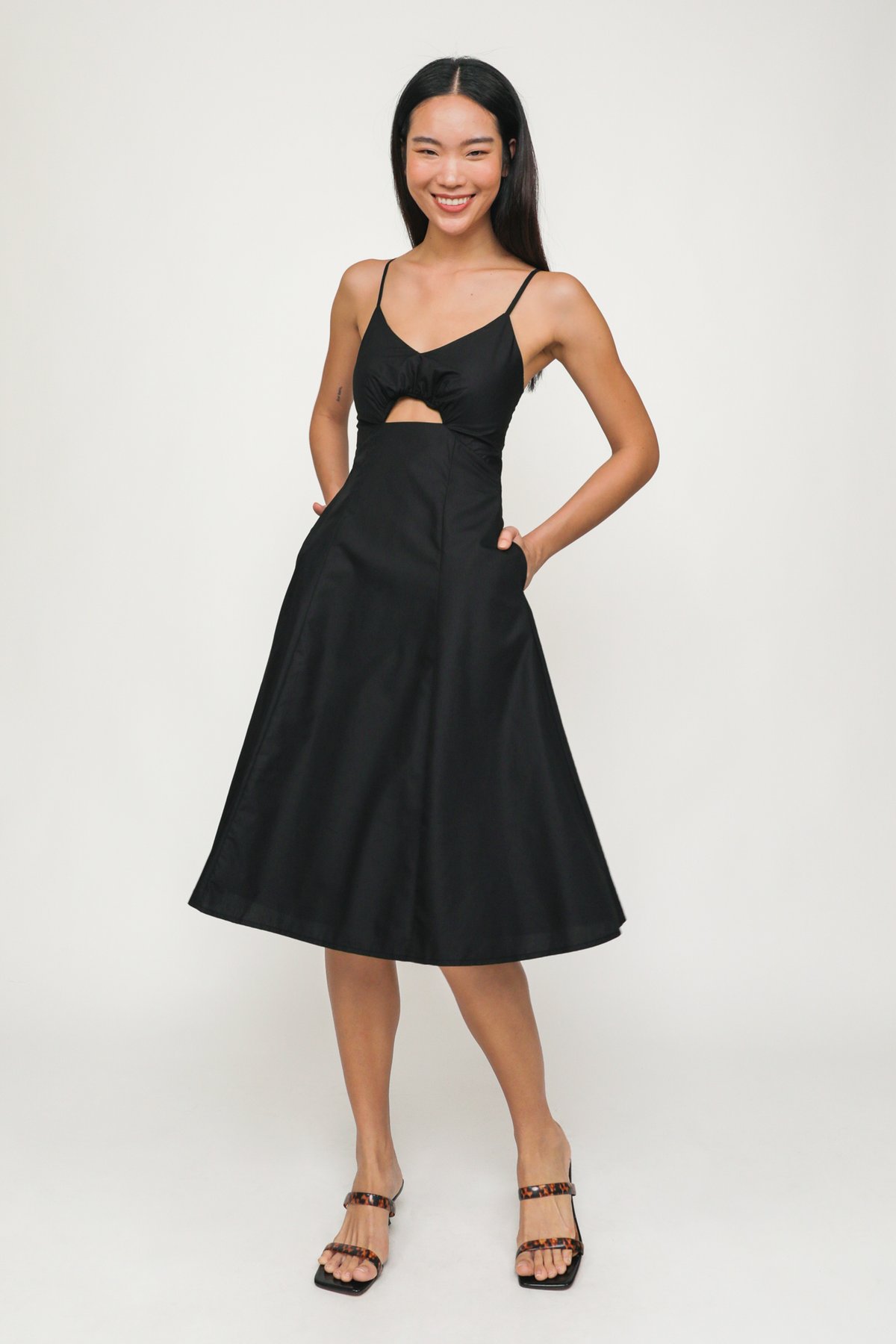 Celeste Padded Cutout Spag Dress (Black)