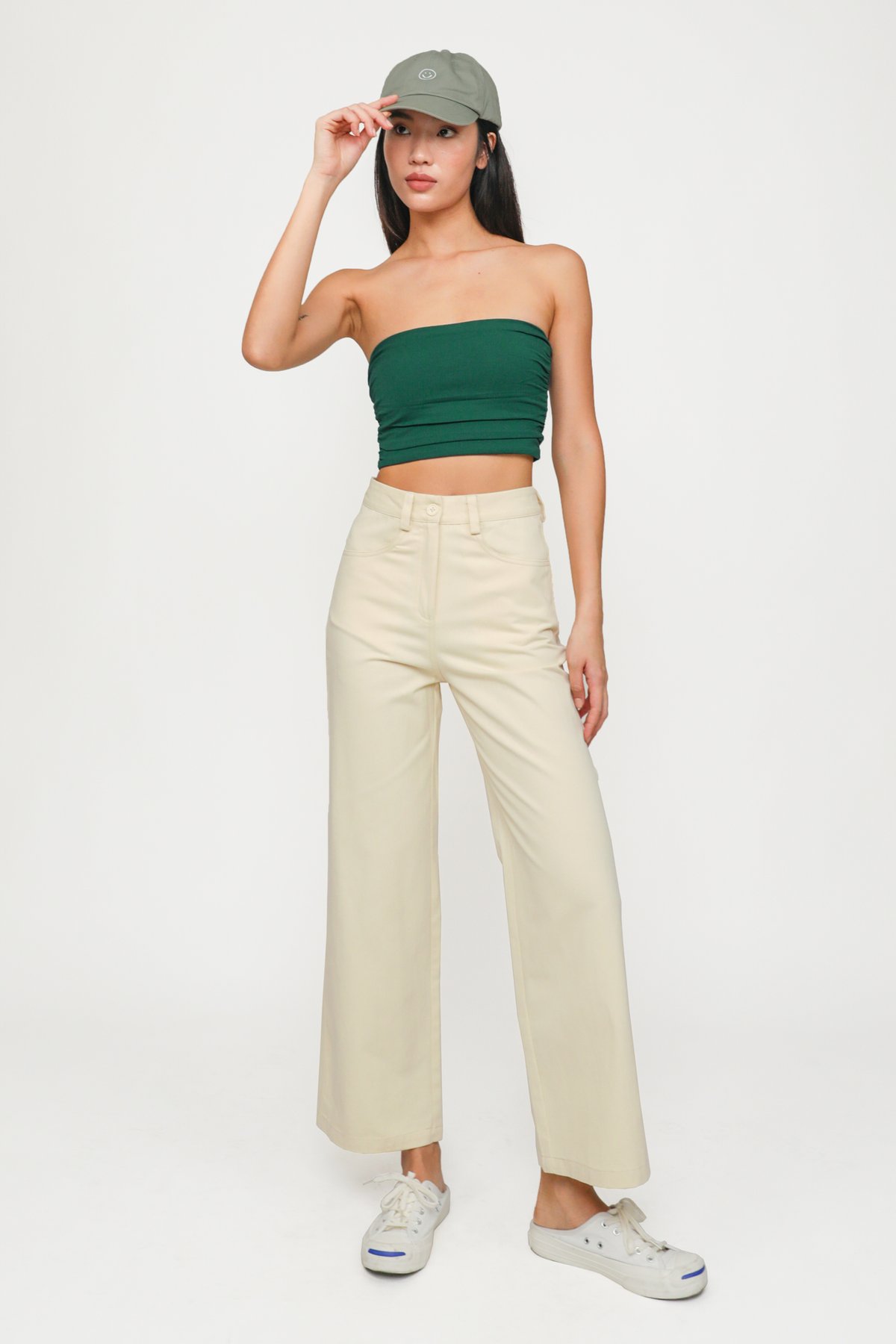 Ines Ruched Tube Padded Top (Forest)