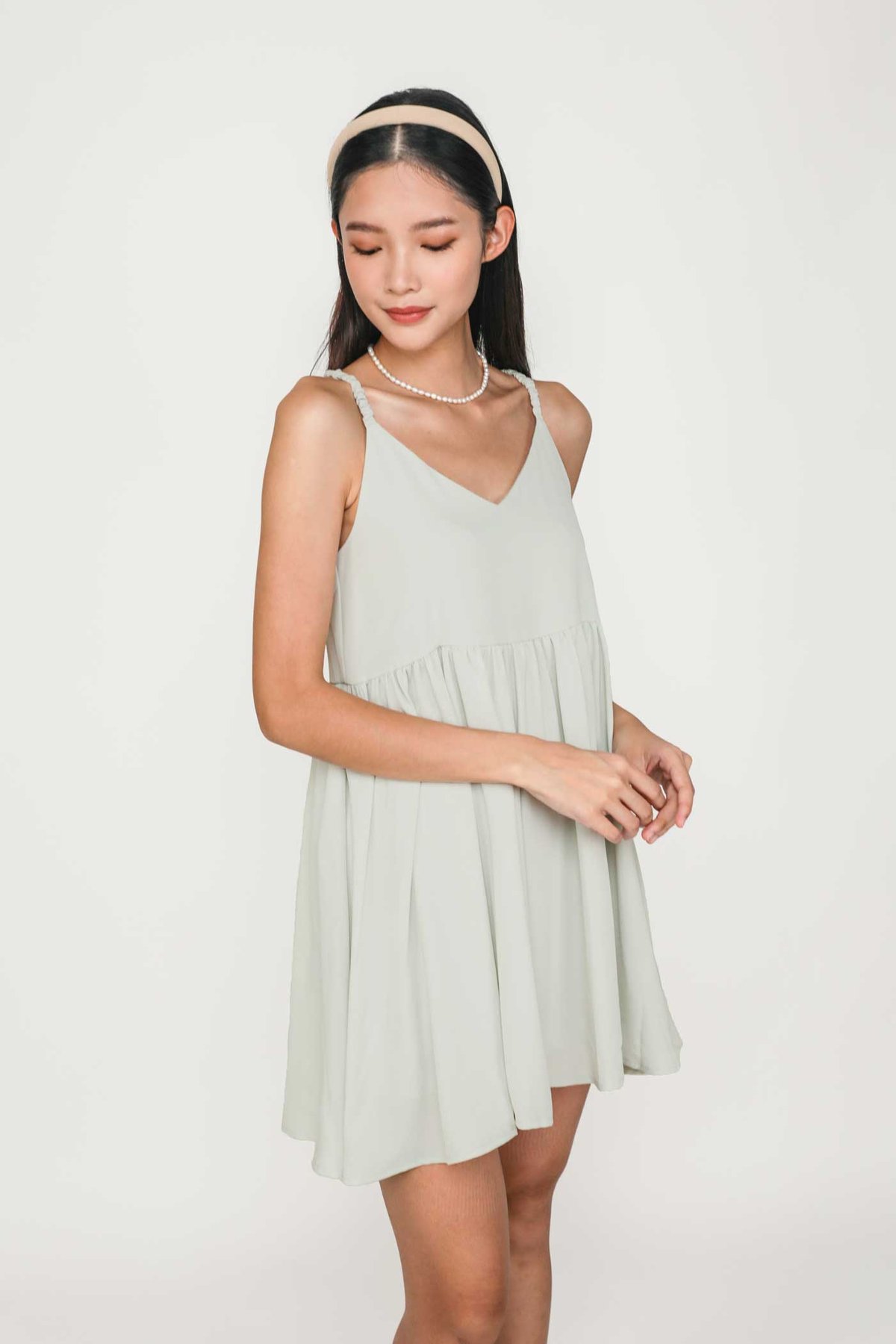 Marie Babydoll Dress (Light Grey)
