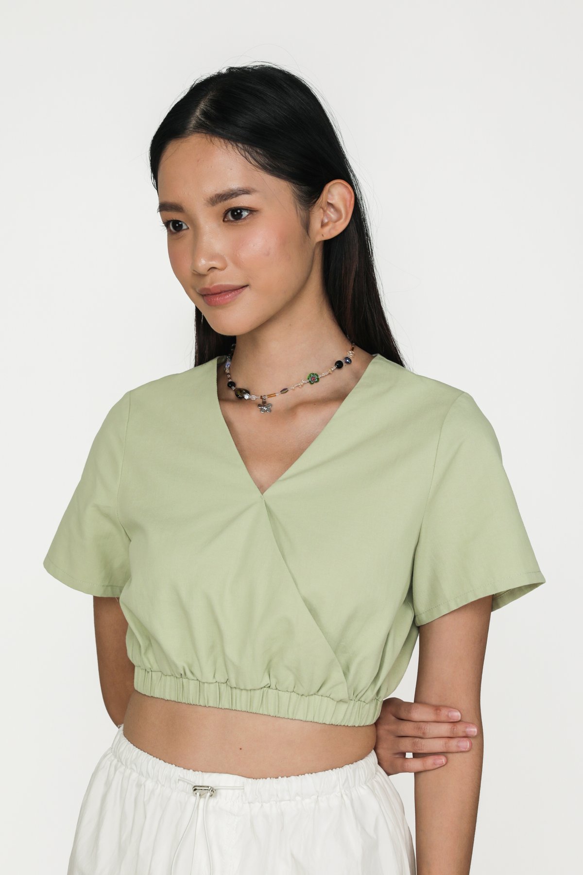 Brie Wrap Front Top (Spring Green)
