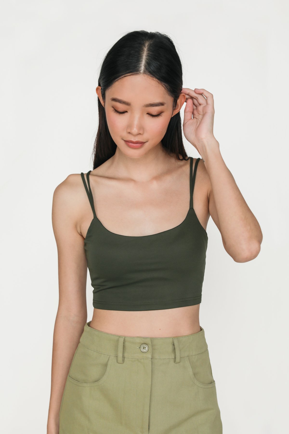 Constance Double Strap Padded Top (Pewter Green)