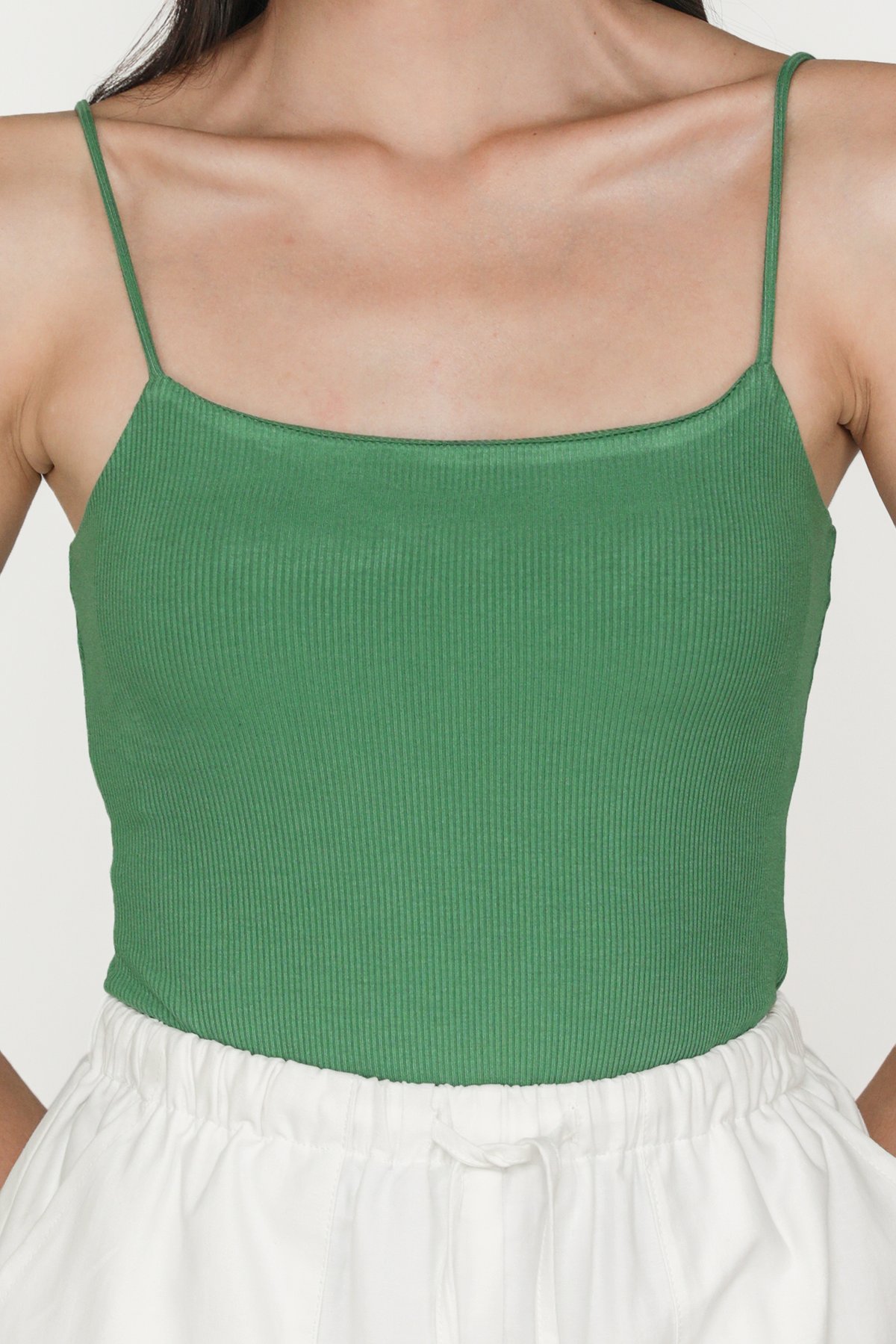 Madrid Ribbed Padded Top (Pine Green)