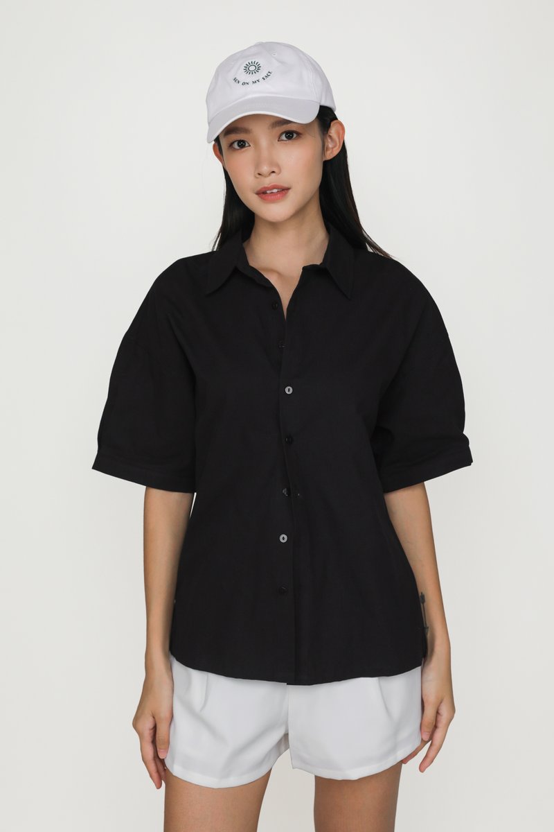 Kai Linen Boyfriend Shirt (Black)