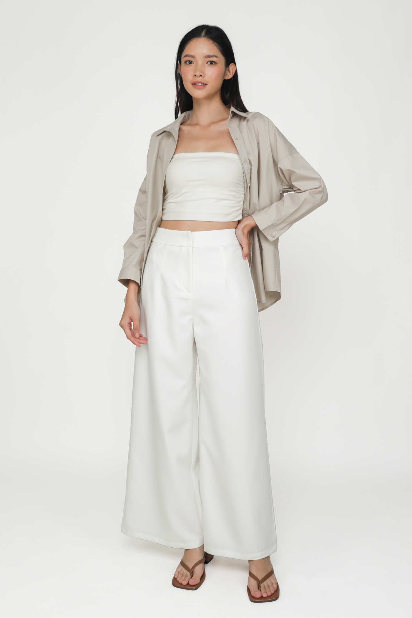 Buy Women's Bright White Straight Fit Trousers Online at Bewakoof