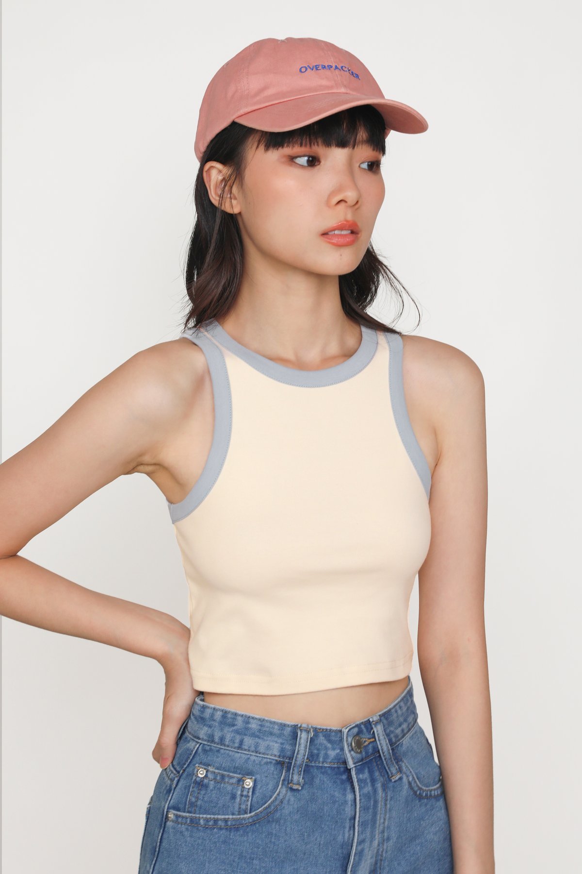 Bravo Racercut Top (Cream/Blue)