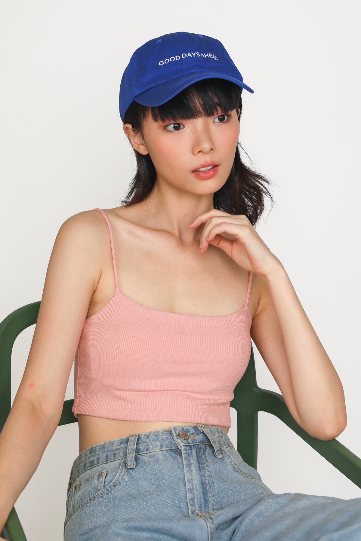 Conan Ribbed Padded Spag Top (Candy Pink)