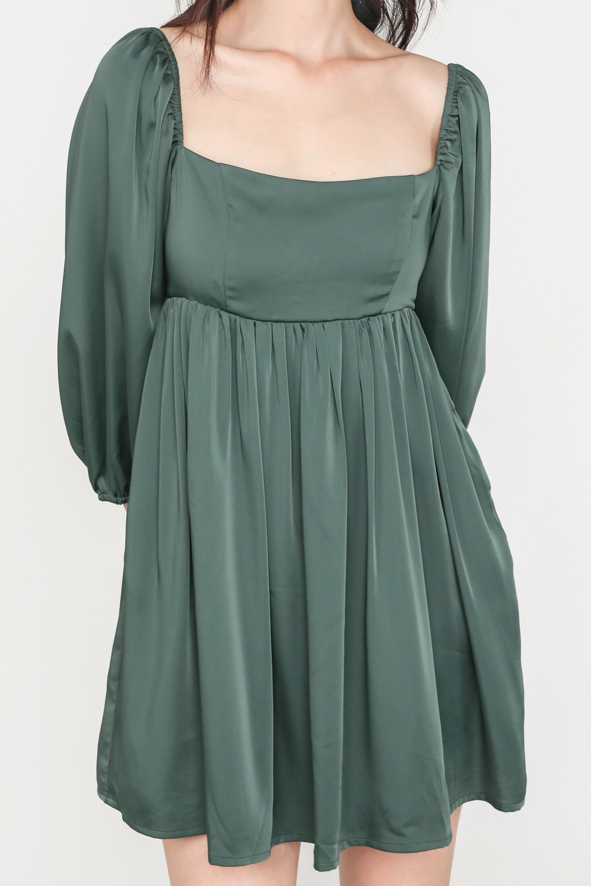 Eldora Sleeved Babydoll Dress (Emerald)