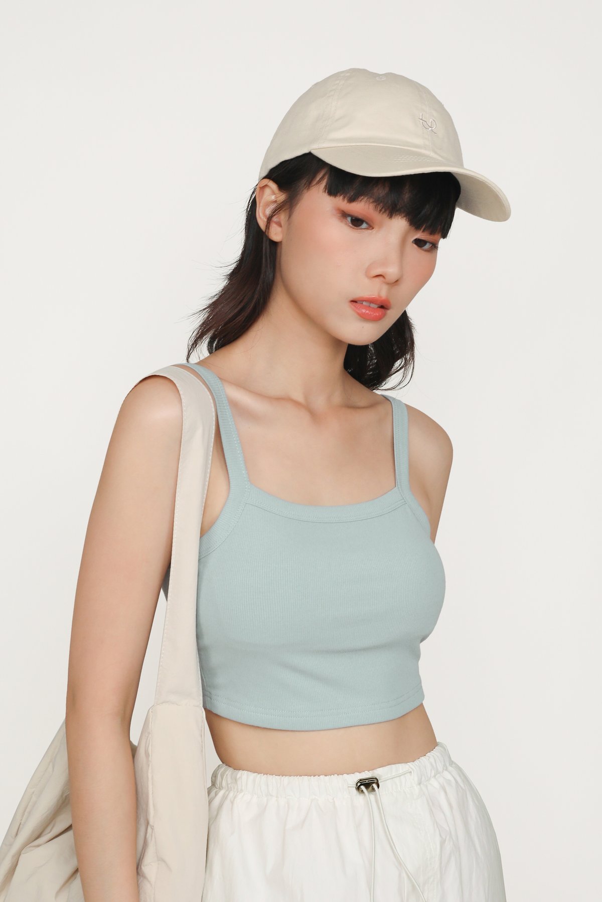 Elsa Square Neckline Ribbed Padded Top (Baby Blue)