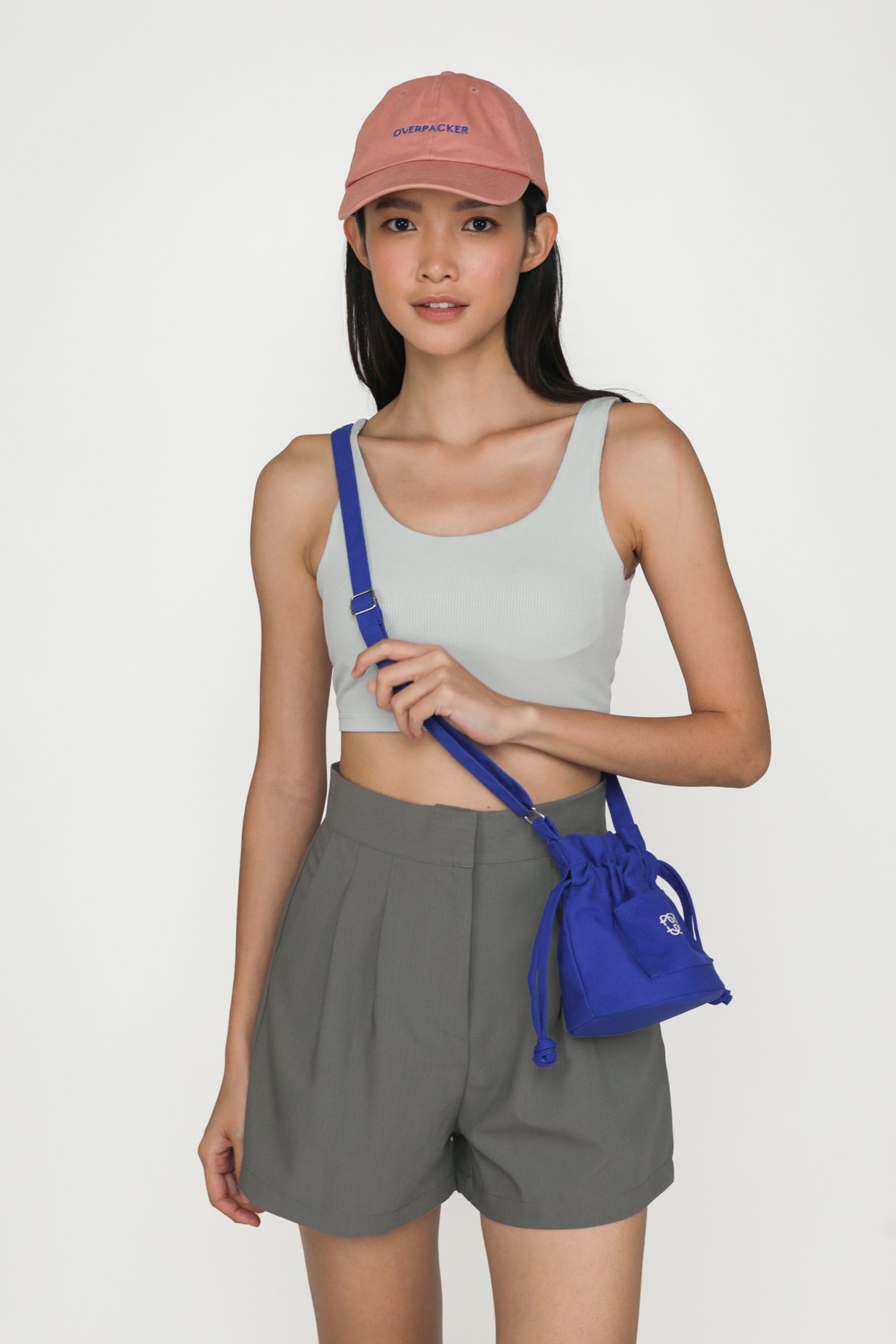 Rylie Ribbed Padded Top (Light Grey)