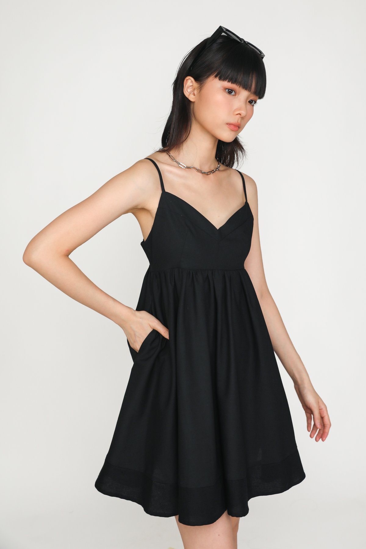 Jenika Babydoll Dress (Black)