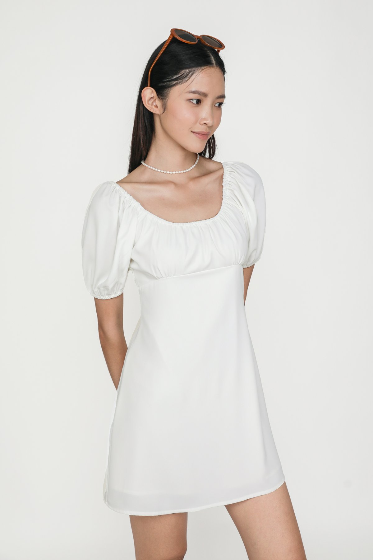 Rei Puffy Sleeve Dress (White)