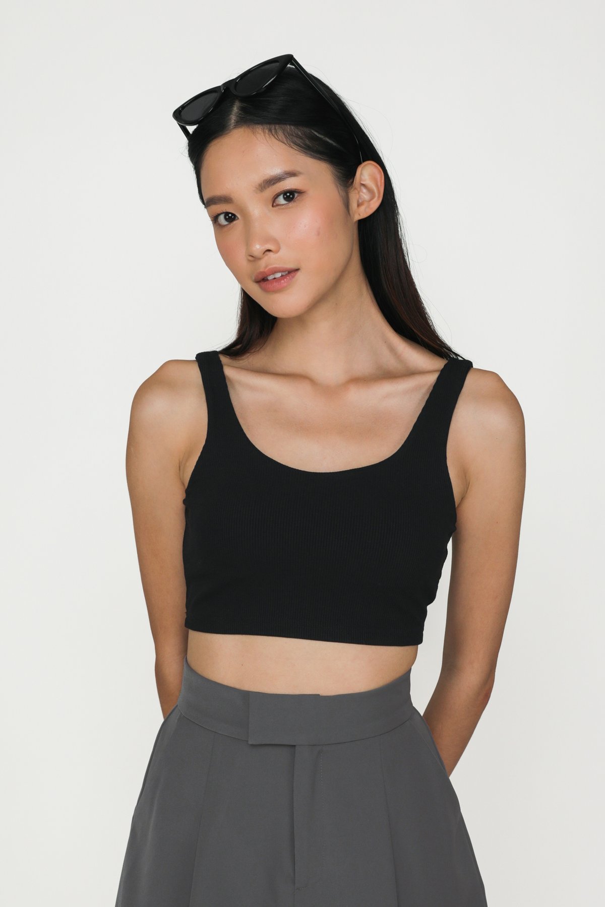 Rylie Ribbed Padded Top (Black)