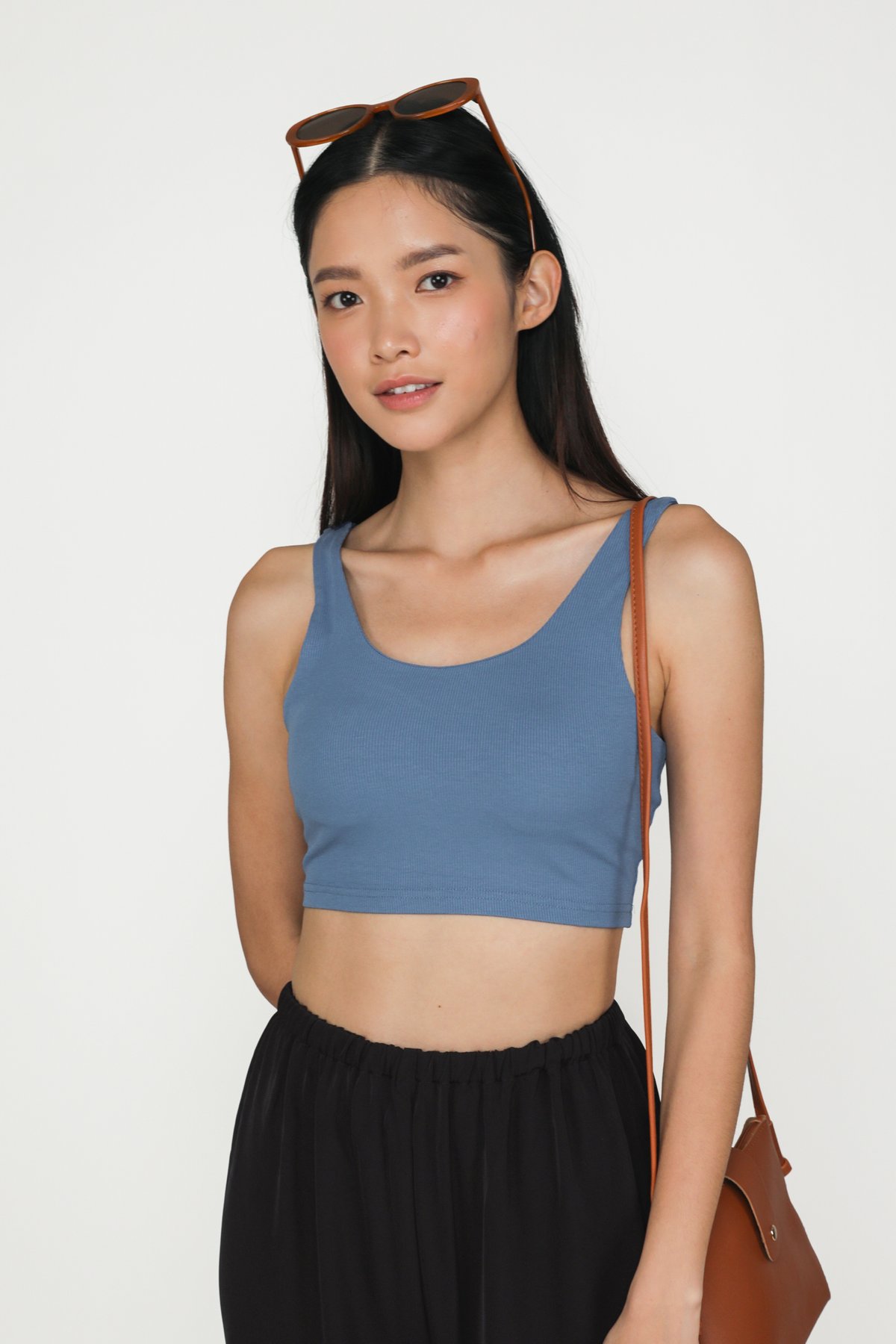 Rylie Ribbed Padded Top (Marine Blue)
