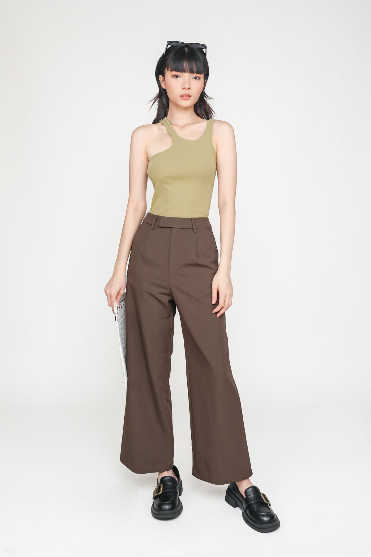 Vesper cami top and high waist flare pants set in rust