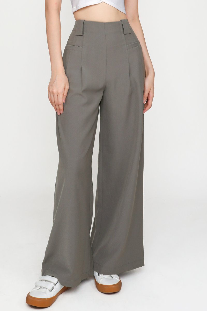 Harrison Front Pocket Pleated Pants (Dark Grey) | The Tinsel Rack