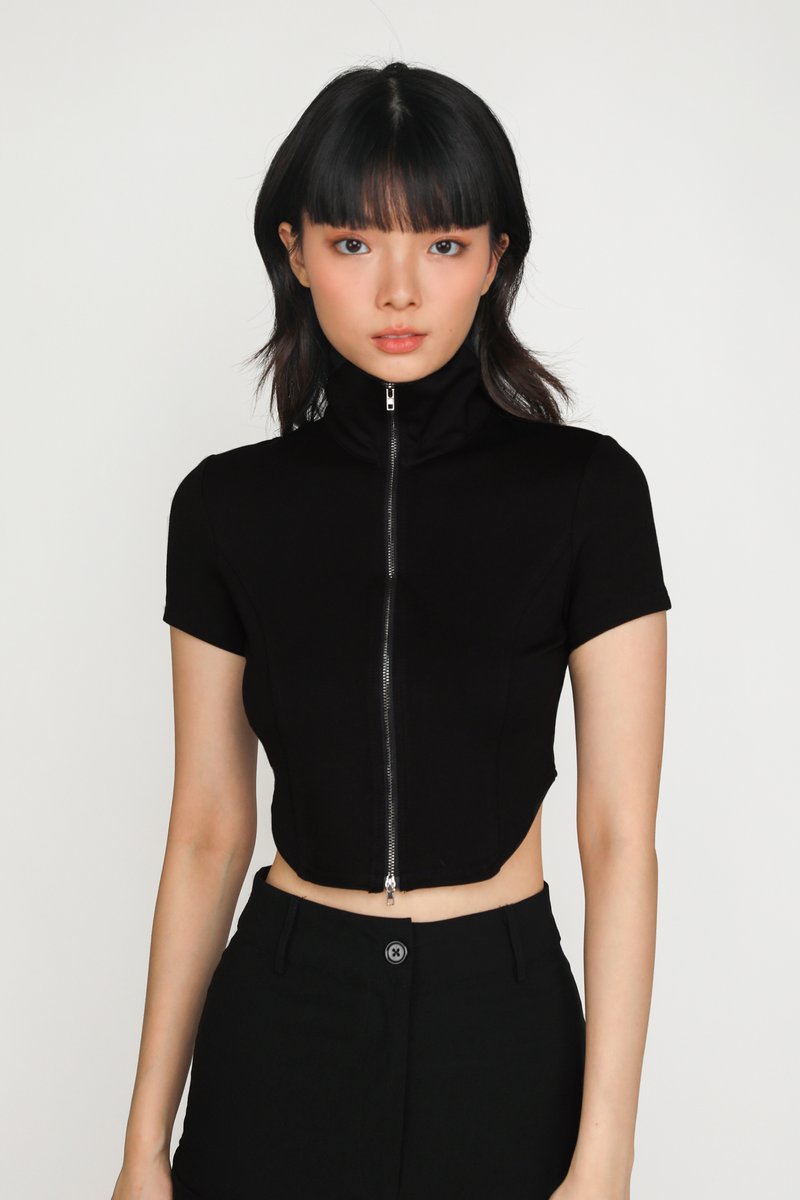 Black zip up clearance top