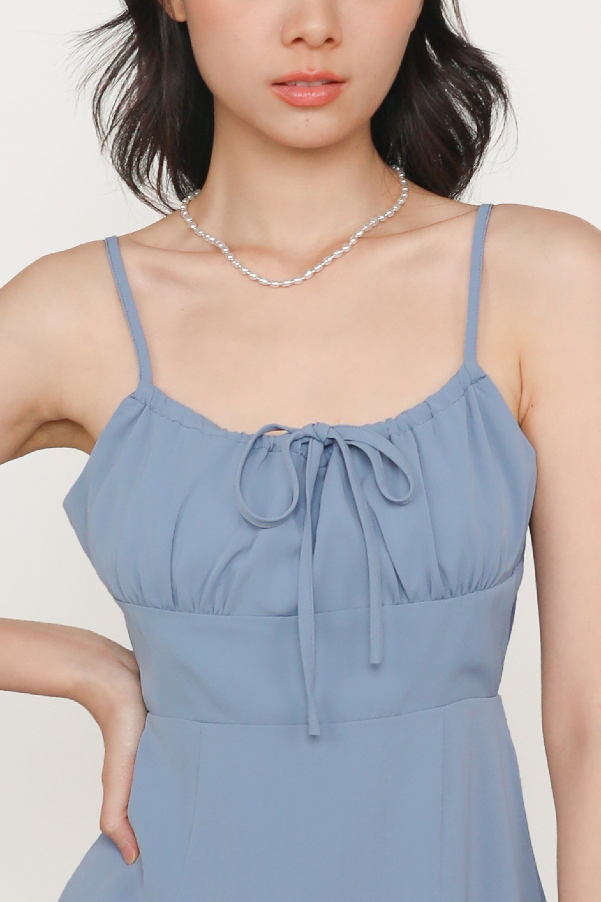 Carrissa Ruched Front Dress (Dusty Blue)