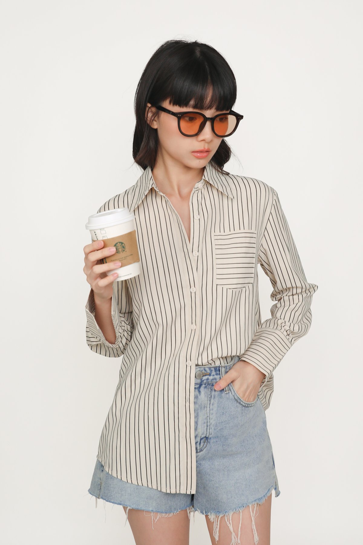 Dylan Relaxed Shirt (Beige Stripes)