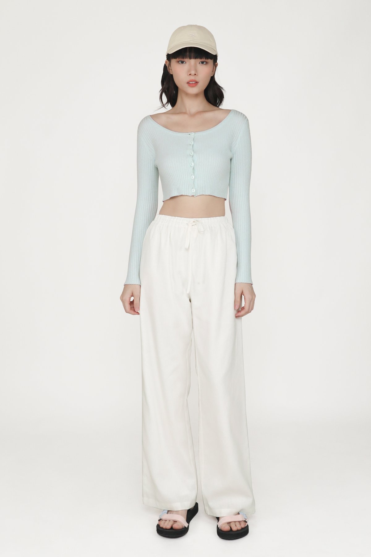 Sofia Long Sleeve Knit Button Top (Baby Blue)