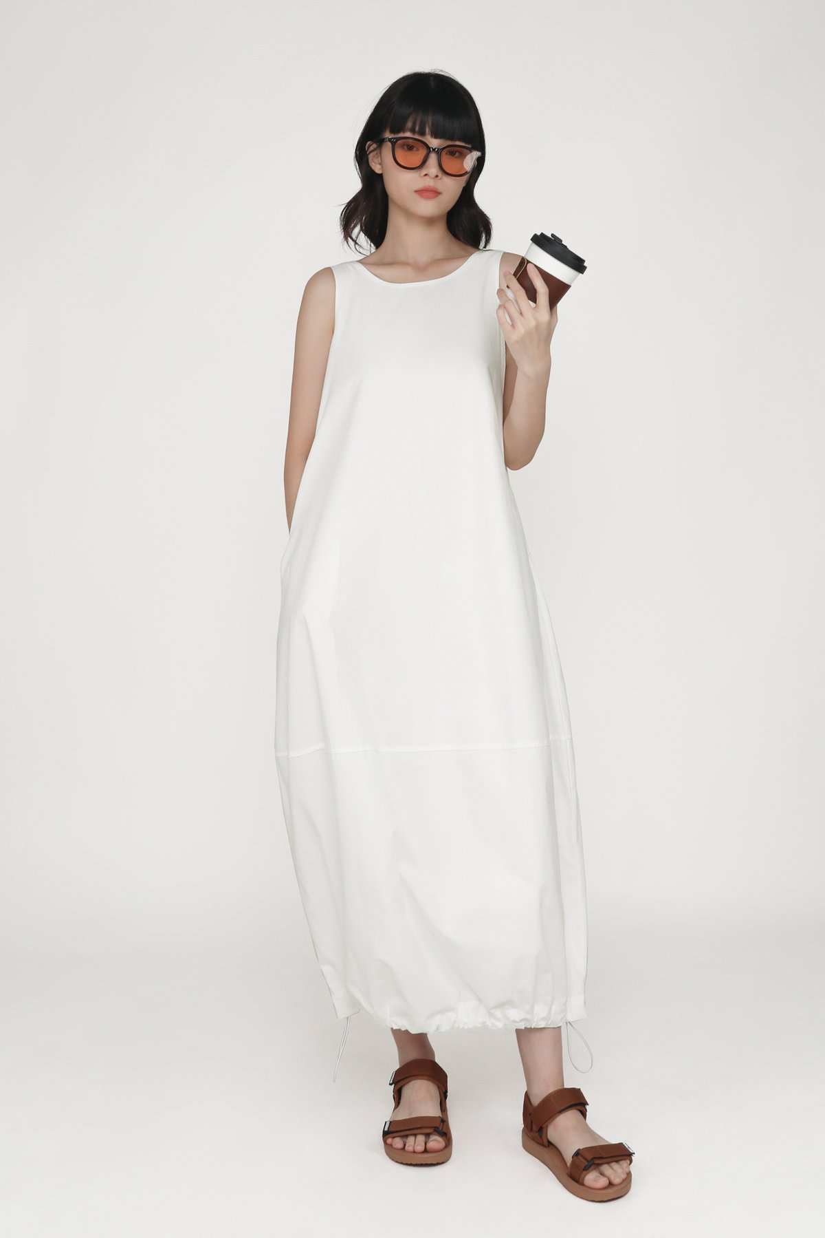 Anthea Parachute Maxi Dress (White)
