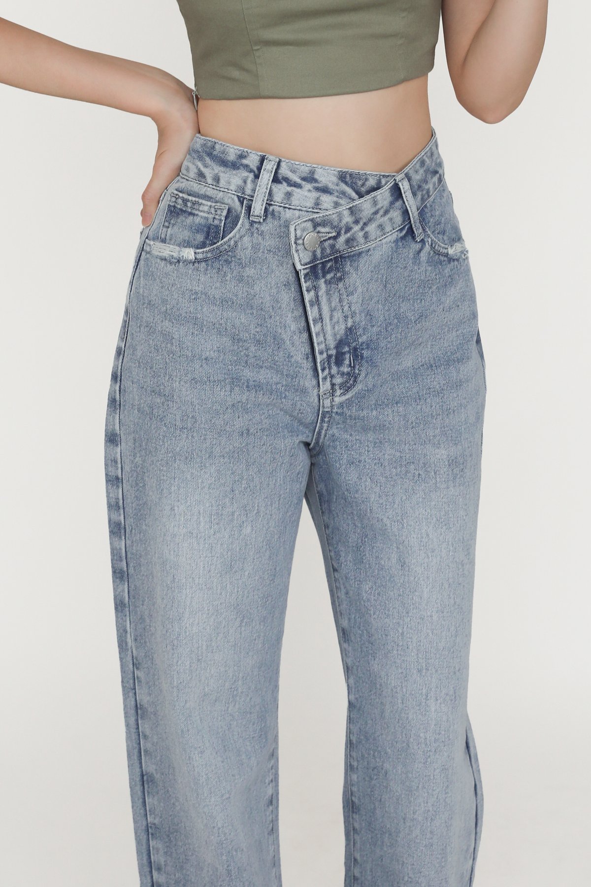 Callum Asymmetrical Denim Jeans (Mid Wash)