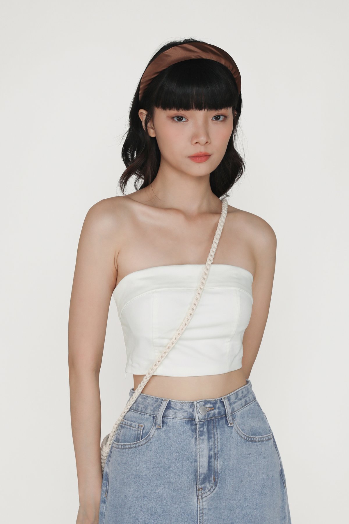Charisse Tube Panelled Padded Top (White)