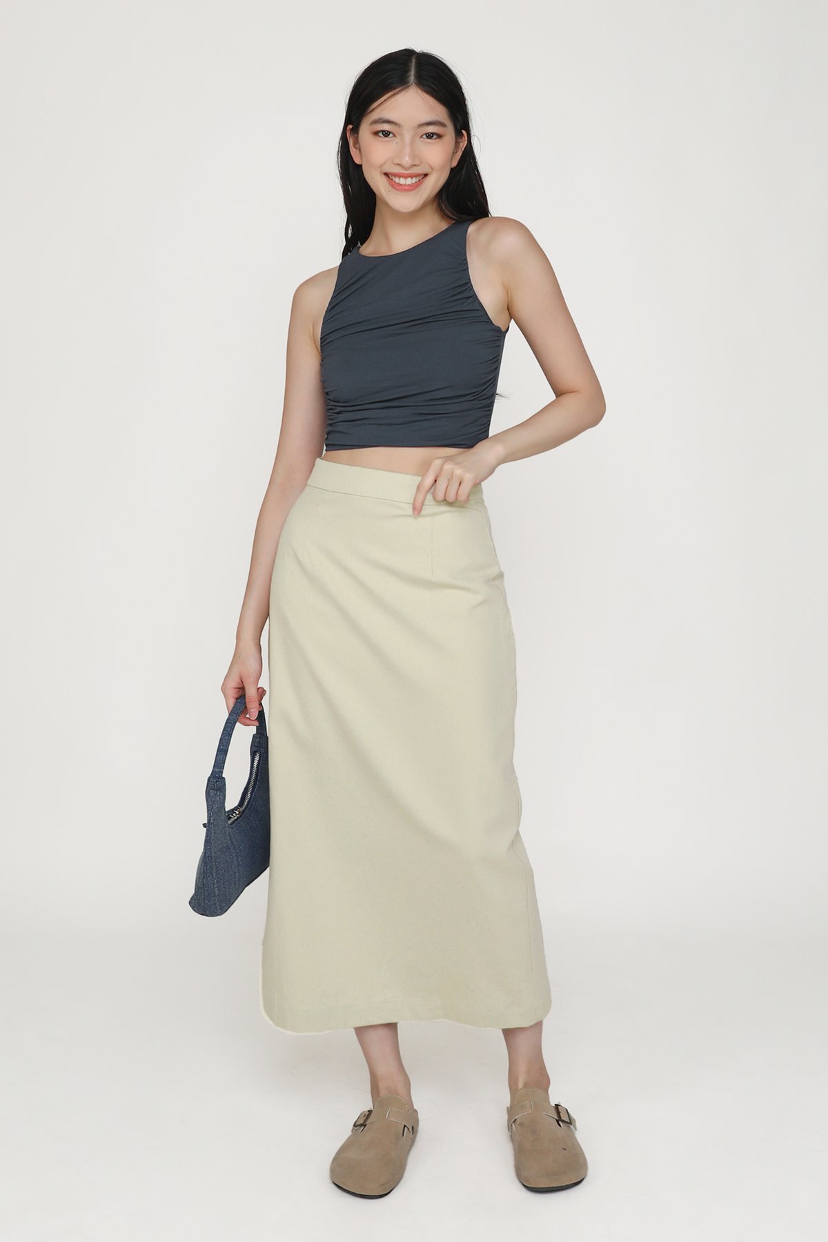 Gilda Linen Midi Skirt (Flax)
