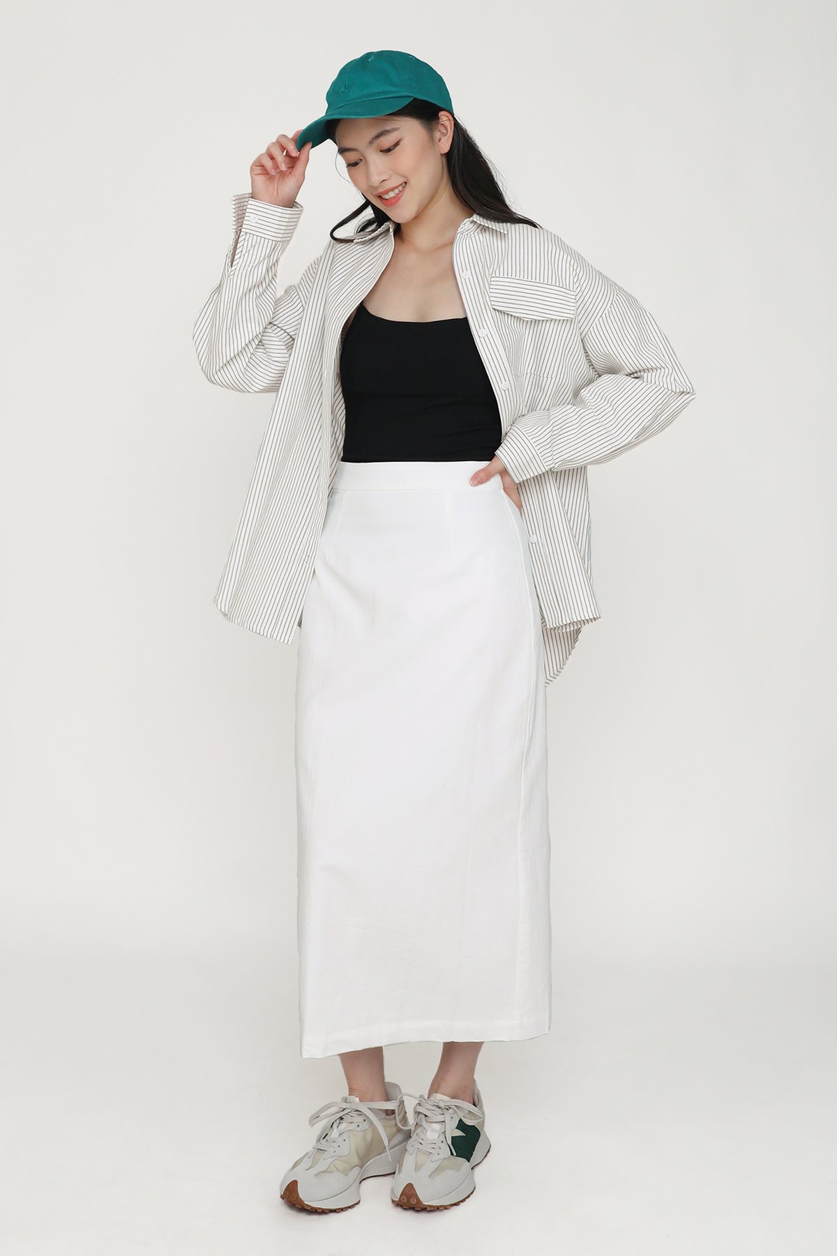 Gilda Linen Midi Skirt (White)