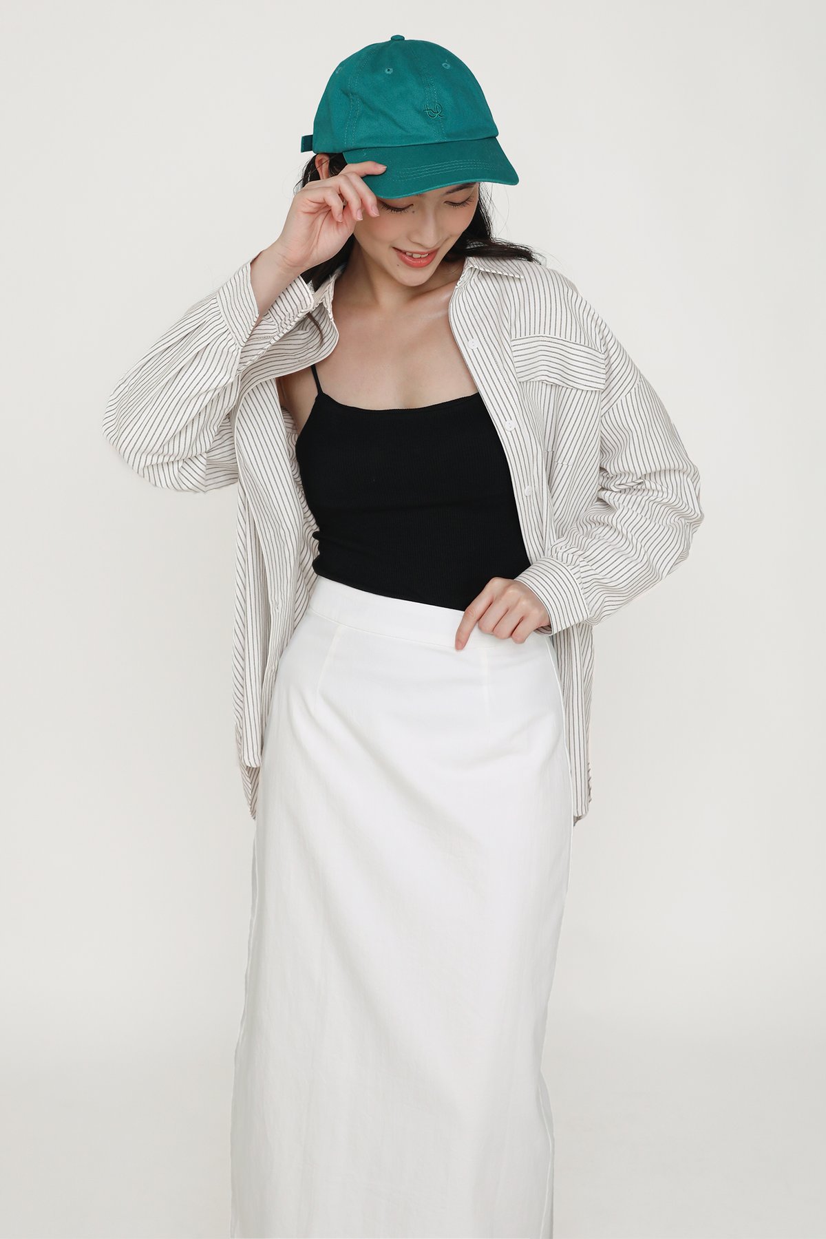 Gilda Linen Midi Skirt (White)