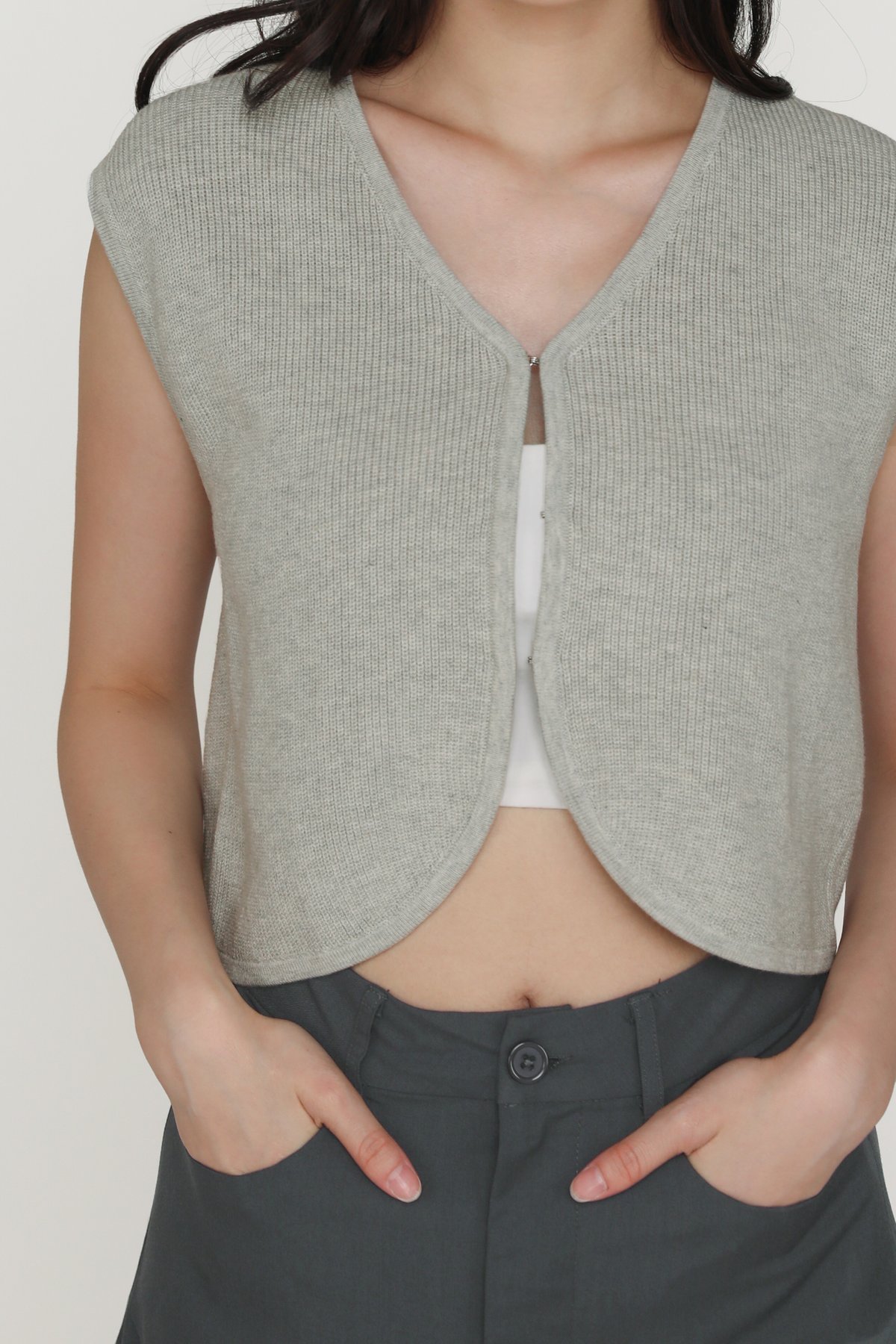 Yuki Knit Vest Top (Light Grey)