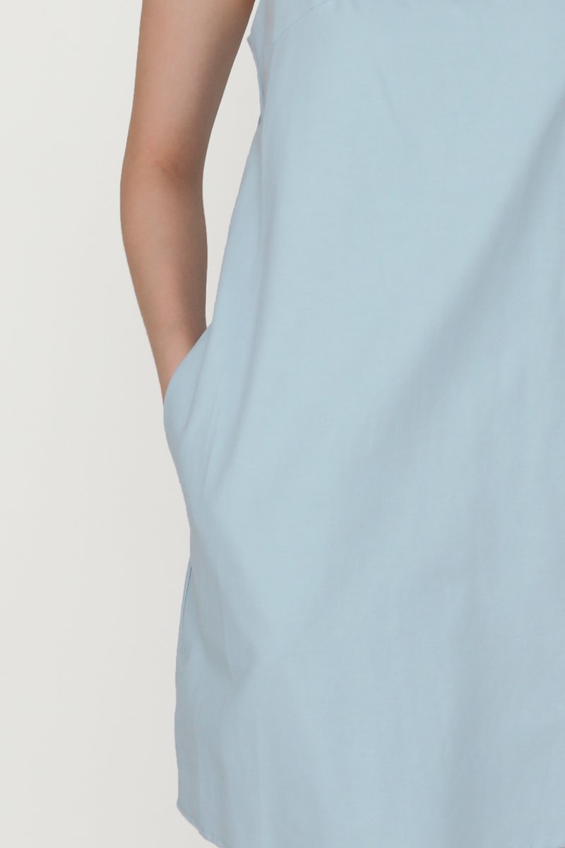 Ambrose Linen Basic Dress (Blue) | The Tinsel Rack