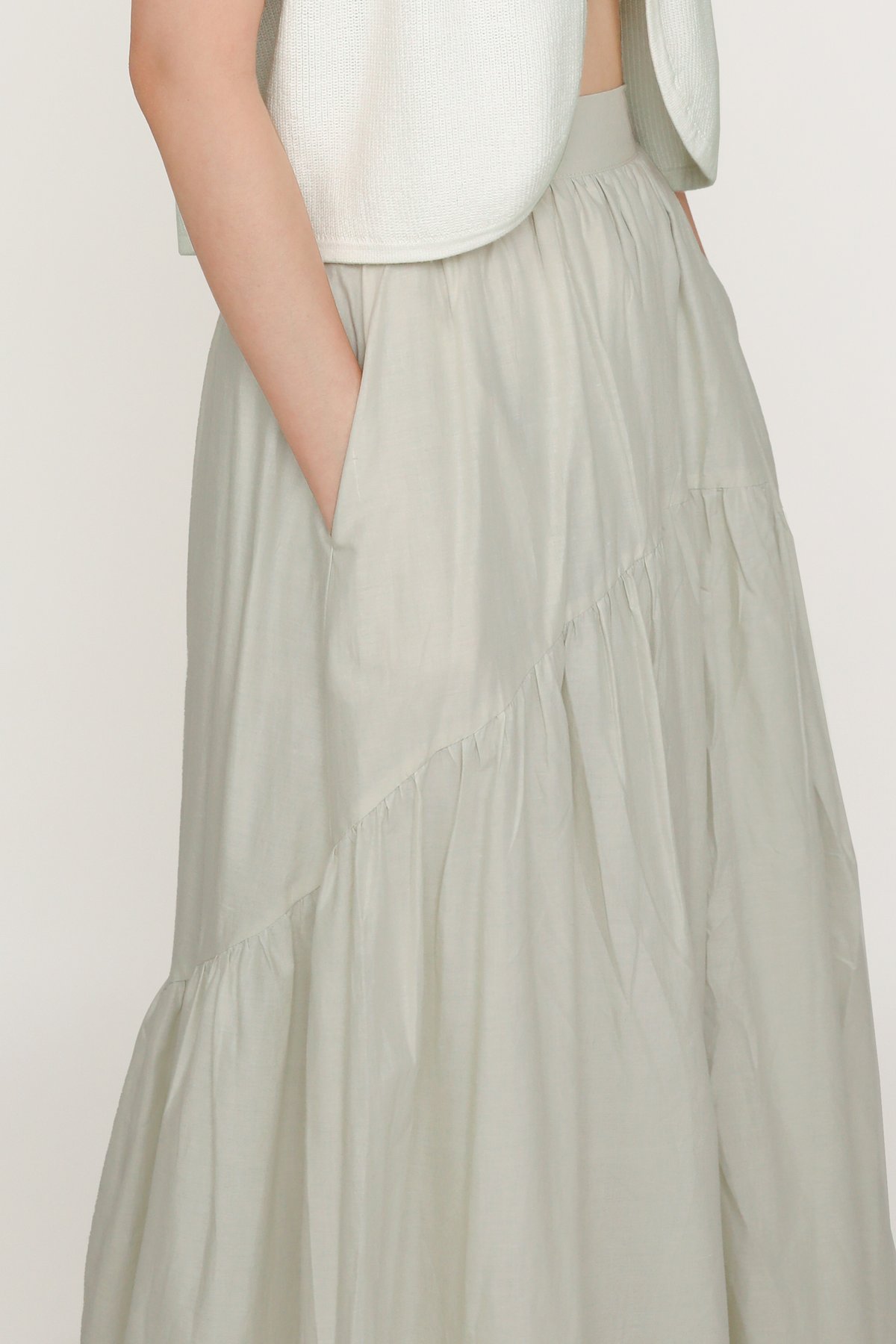 Isabella Tiered Maxi Skirt (Stone)