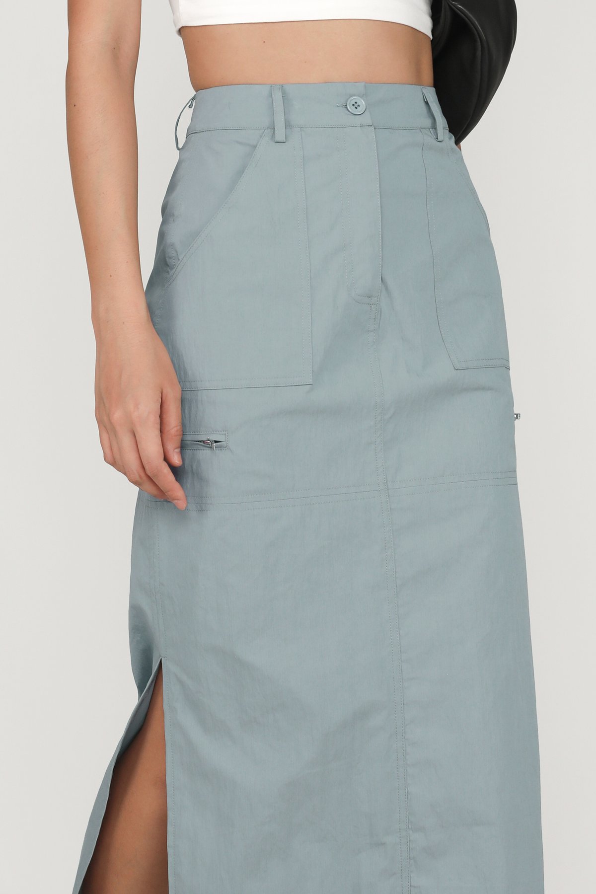 Jeanne Utility Maxi Skirt (Dusty Blue)