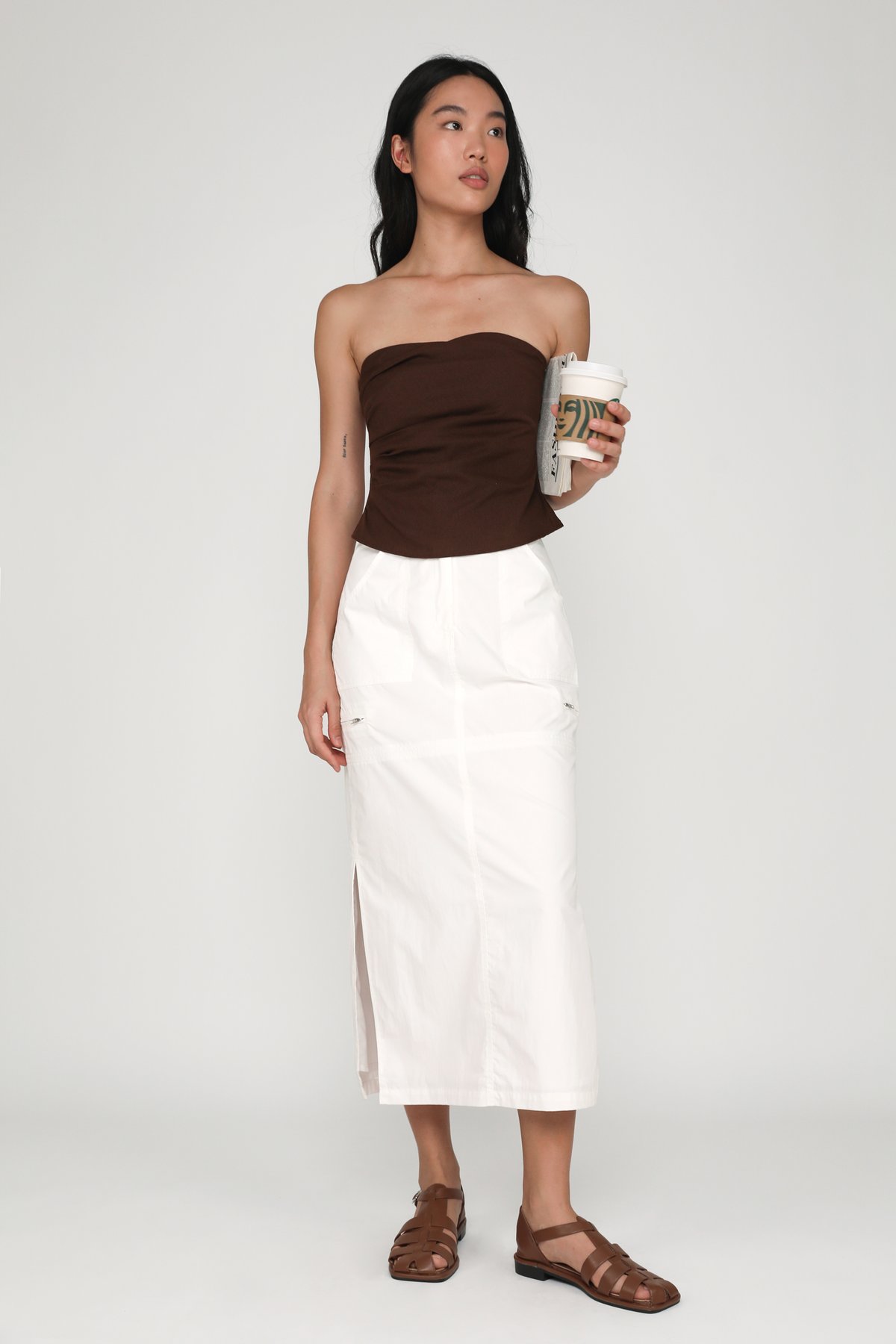 Jeanne Utility Maxi Skirt (White)