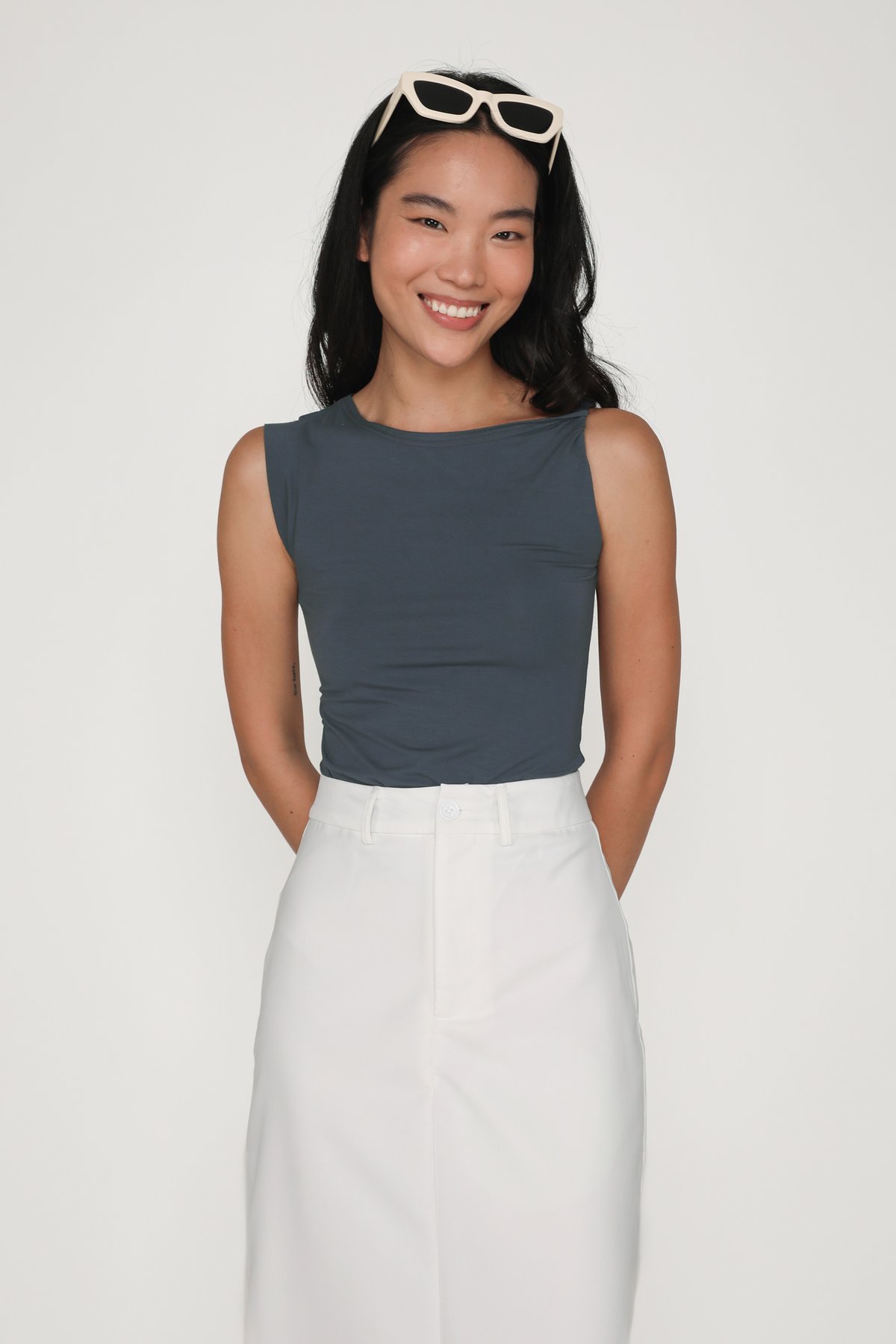 Regular Flyn Tailored Maxi Skirt (White)