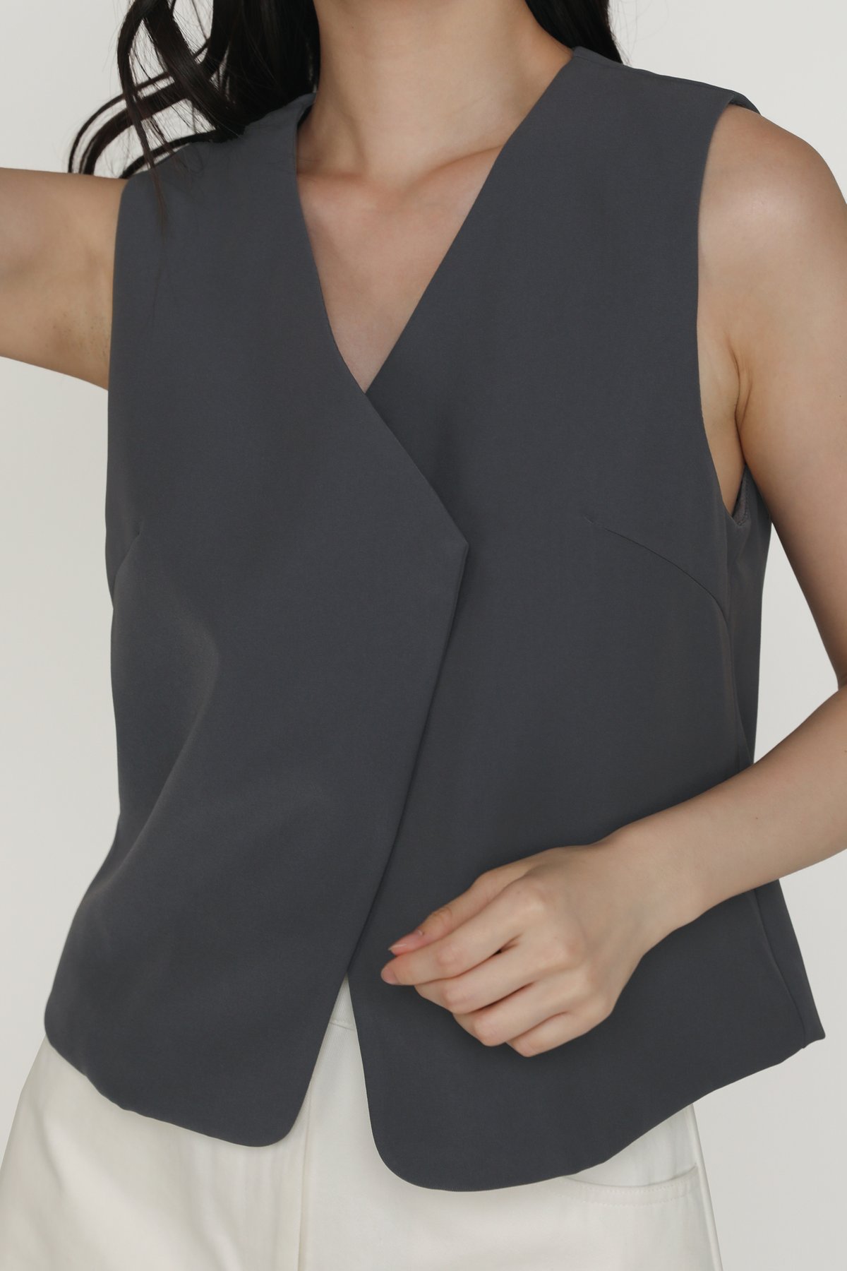 Raye Overlap Vest Top (Grey)