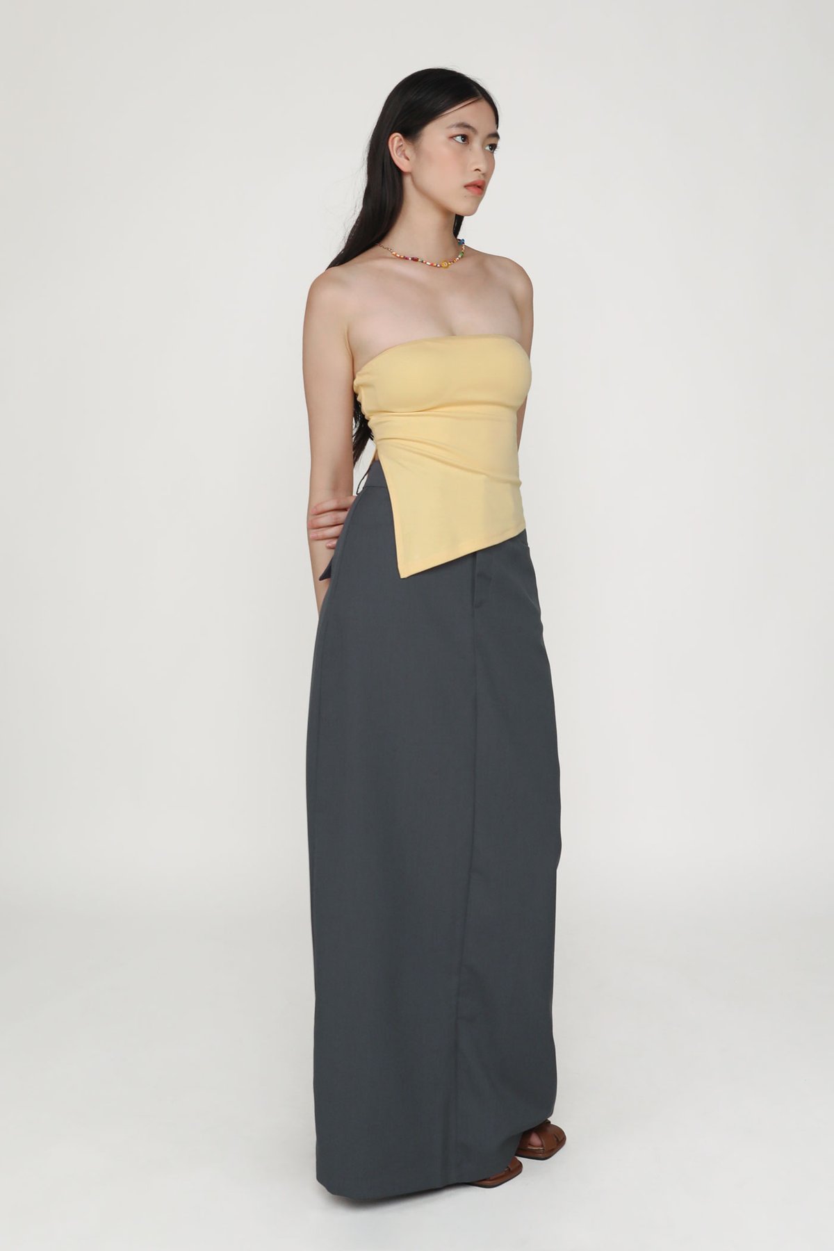 Ronni Asymmetrical Padded Tube Top (Butter)