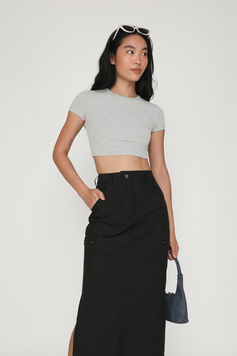 Jeanne Utility Maxi Skirt (Black) | The Tinsel Rack