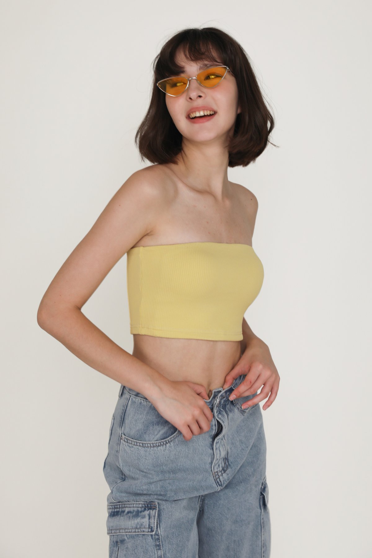 Kendie Basic Tube Padded Top (Butter)