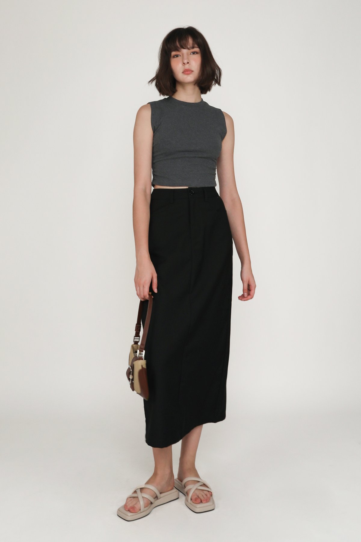 Petite Flyn Tailored Maxi Skirt (Black)