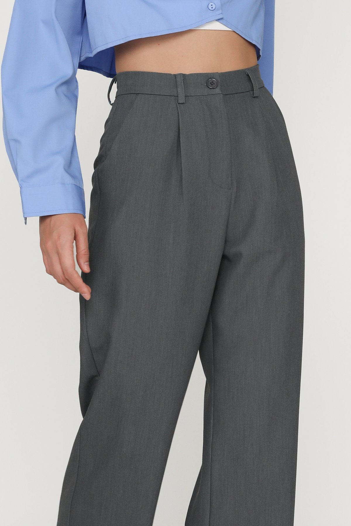 Petite Jacque Straight Leg Pants (Dark Suit Grey)