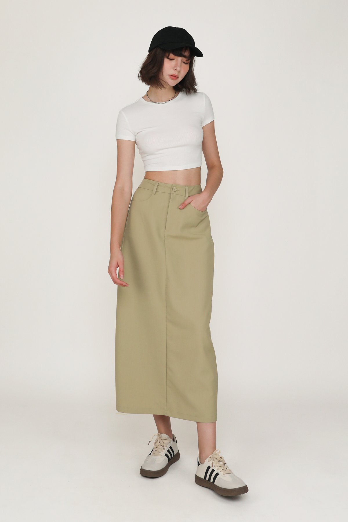 Petite Flyn Tailored Maxi Skirt (Pistachio)