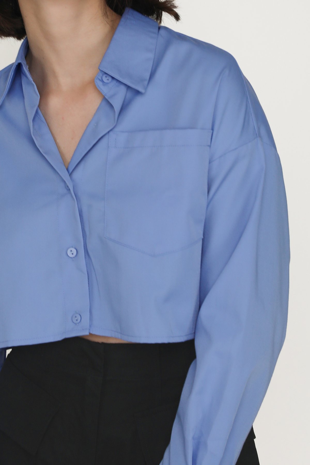 Sylvie Cropped Shirt (Blue)