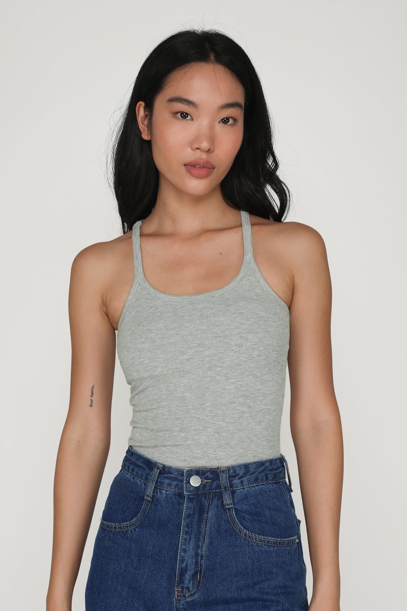 Andre Racercut Padded Top (Heather Grey) | The Tinsel Rack